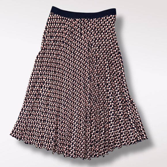 Max Studio Pleated Midi Skirt Navy Pink Floral Print Small - Picture 8 of 9